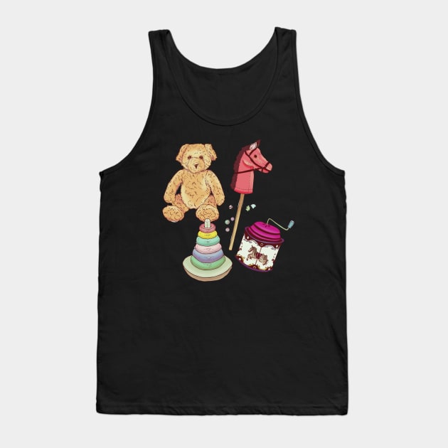 Vintage Toys Tank Top by minniemorrisart